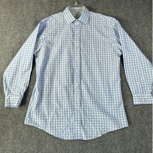 Brooks‎ Brothers 346 Men's 16 1/2-2/3 Slim Fit Non-Iron .Cotton Blue Plaid Shirt